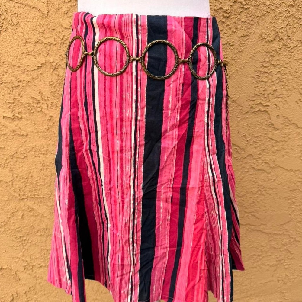 Y2K Pink striped midi skirt